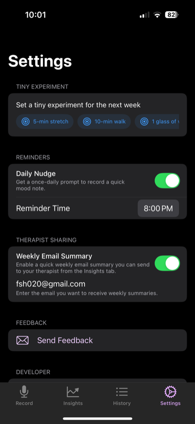 Tiny Experiments Screen